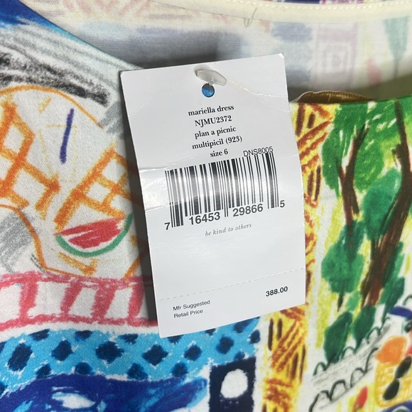 NWT Kate Spade Mariella Picnic Pleat Midi Dress European Summer Watermelon Bike - Picture 7 of 8